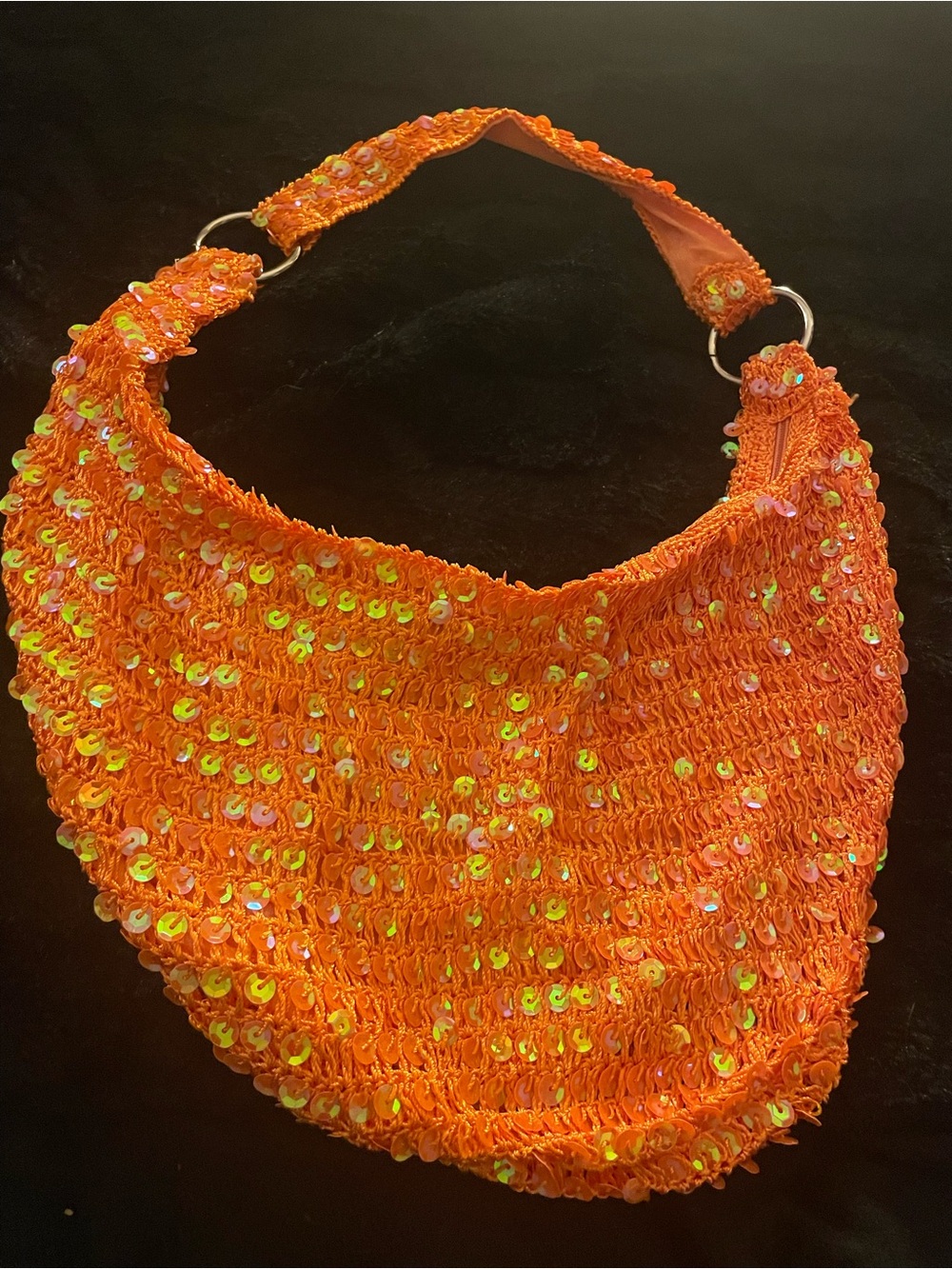Private Label Orange Sequin Shoulder Bag